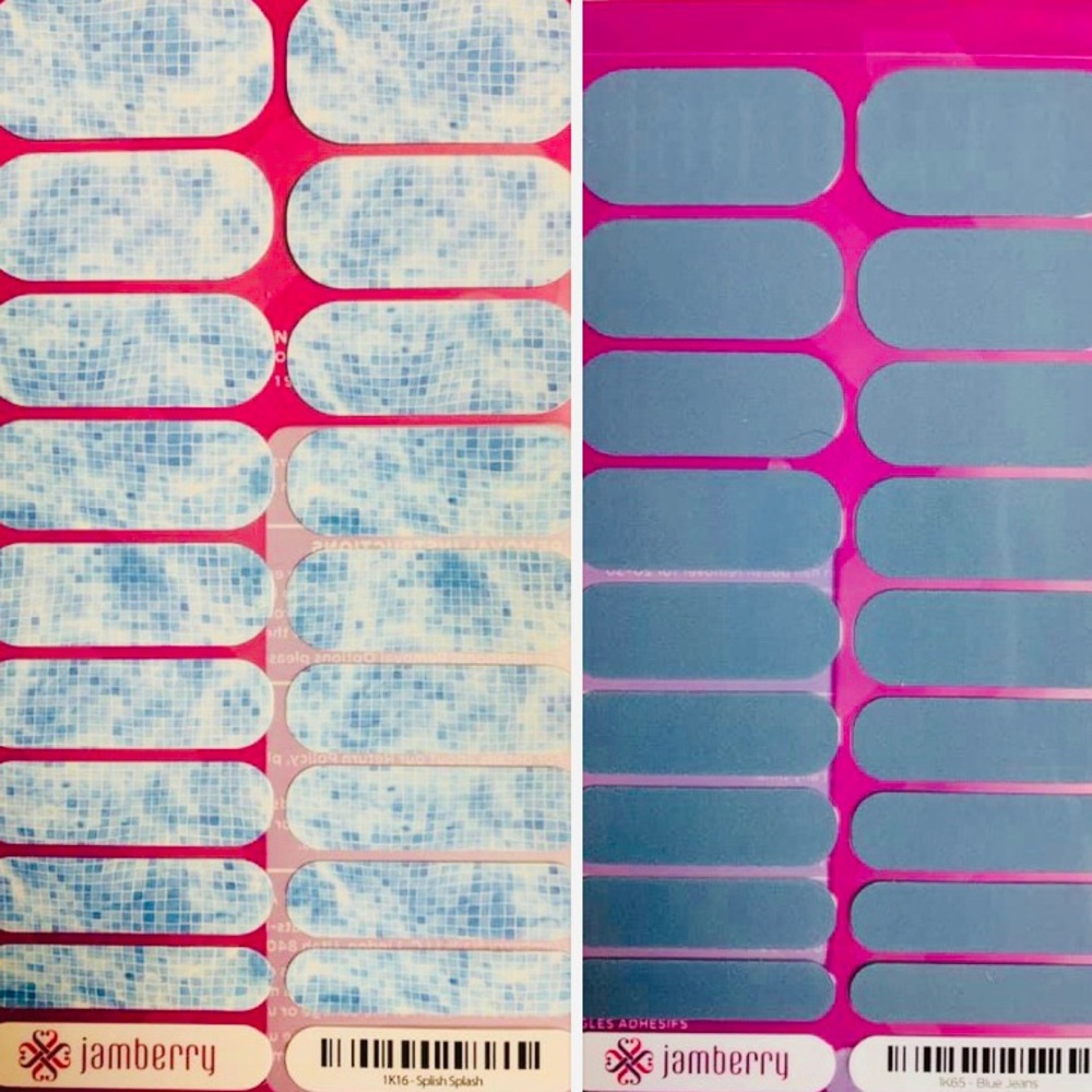Jamberry nail sheets — set of 2 —  blue / white